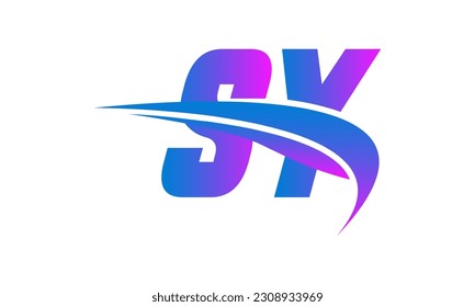 Initial SY letter Logo With Swoosh Design Graphic Vector Template for Business and Company Identity.	