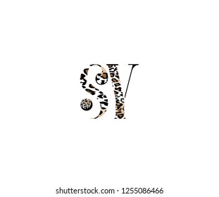 Initial SY Letter with Luxury Leopard Pattern Logotype