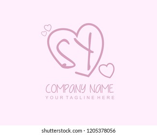 Initial SY with love logo template vector