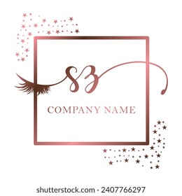 Initial SZ calligraphy company eye and eyelash handwriting