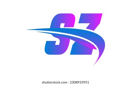 Initial SZ letter Logo With Swoosh Design Graphic Vector Template for Business and Company Identity.	