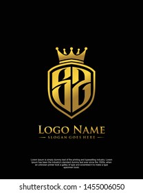 initial SZ letter with shield style logo template vector