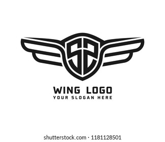 Initial SZ wing logo template vector