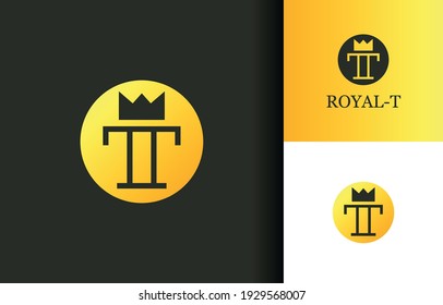 Initial T with  abstract crown company logo. logo vector template design. Ready to use, easy for edit.