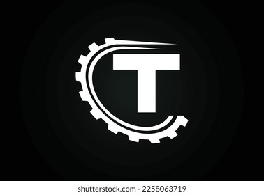 Initial T alphabet with a gear. Gear engineer logo design. Logo for automotive, mechanical, technology, setting, repair business, and company identity