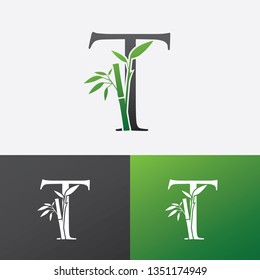 Initial T Bamboo Logo Icon Design