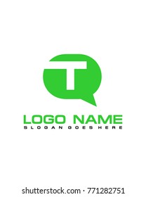 Initial T bubble talk logo template vector