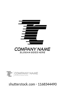 Initial T C speed line logo template vector