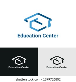Plantilla de diseño del logotipo del negocio de la educación con el icono de toga hat