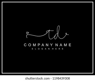 Initial T D handwriting logo template vector