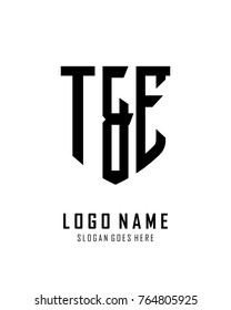Initial T & E abstract shield logo template vector
