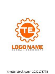 Initial T & E gear logo template vector