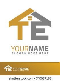 Initial T & E real estate logo template vector