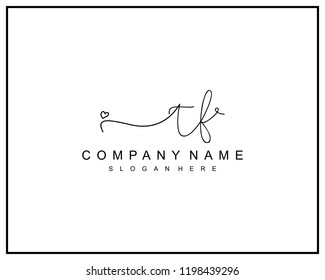 Initial T F handwriting logo template vector