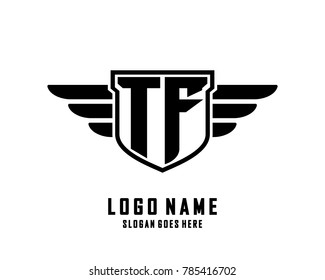 Initial T & F wing logo template vector