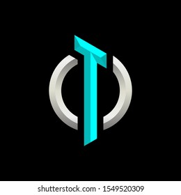 Initial T Gaming Esport Logo Design Modern Template isolated on black background