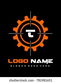 Initial T gear target logo template vector