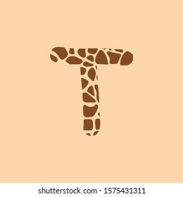 Initial T for Giraffe Vector Icon