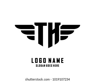 Initial T & H wing logo template vector