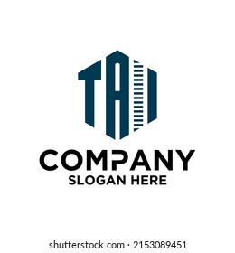 Initial T A I hexagon logo vector