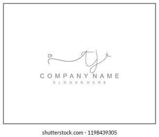 Initial T J handwriting logo template vector
