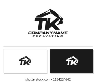 Initial T K excavator logo concept vector with arm excavator template vector.