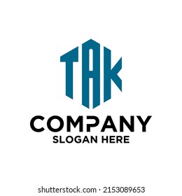 Initial T A K hexagon logo vector