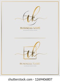 Initial T K TK handwriting logo vector. Letter handwritten logo template.