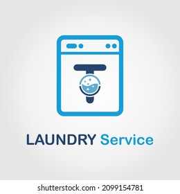 Initial T Letter with Bubble and shiny icon on the Laundry Machine for Laundry, Cloth Cleaning Washing Service Simple Minimalist Logo Template Idea