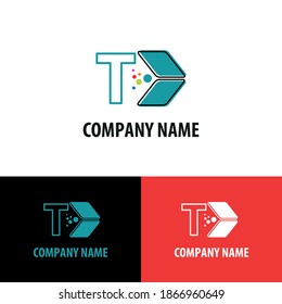 Initial T letter with data storage, data transfer concept for technology theme logo vector concept