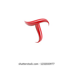 Initial T Letter Green Shape Swoosh Wave Flying Wing Logotype