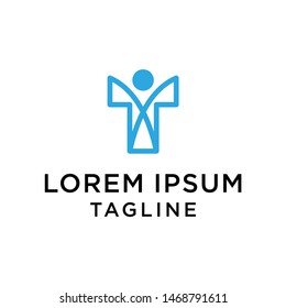 initial T letter logo template with human design,vector logo for business corporate, element , Abstract, fitness, health, coach, illustration design