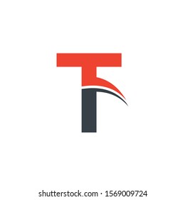 Initial T Letter Logo with wave. T Letter Creative Modern Alphabet Logo Vector Template. Business Letter Logo with Red & Black.