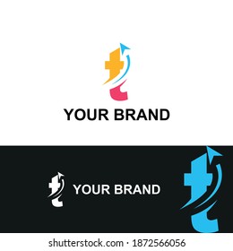 Initial t letter modern logo with arrow plane for logistic, travel, start up template brand