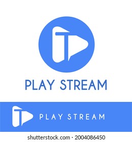 Letra T Inicial Multimedia Moderna Simple, Reproducción De Vídeo, Película, Stream, Concepto De Negocio Con Logotipo Virtual