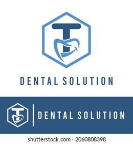 Initial T Letter with Smile for Dental Clinic Business logo Concept. Teeth Care. Dentist Orthodontist Health Care Medical Modern Logo Template