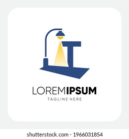 Initial T Letter Street Light Logo Design Vector Graphic