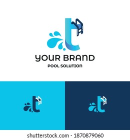 Ursprünglicher t Brief für Schwimmbäder und für die Reparatur, Einstellung und Service-Firmenlogo-Vorlage