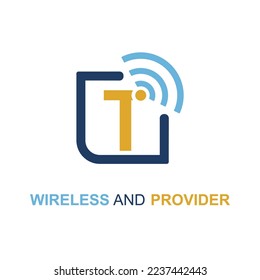Initial-T-Letter mit WIFI-Symbol für Design-Vorlage für das Logo des Anbieterunternehmens