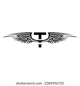 Initial T letter wings logo