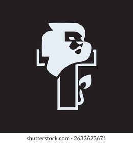 Initial T Lion Head Elegant logo icon vector design