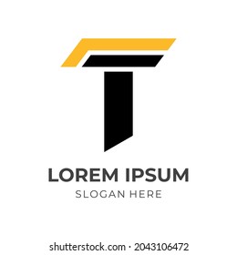 initial T logo concept with flat black and yellow color style
