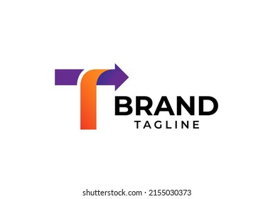 initial T logo, letter T with arrow combination, usable for logistic, finance and company logos, vector illustration