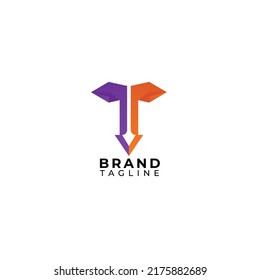 initial T logo, letter T with arrow combination, usable for logistic, finance and company logos, vector illustration