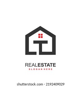 Initial T logo with real estate concept