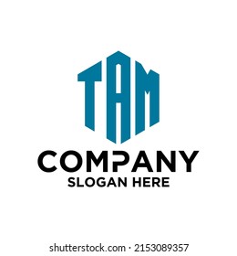 Vector del logotipo inicial de T A M hexagonal