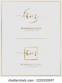 Initial T M TM handwriting logo vector. Letter handwritten logo template.