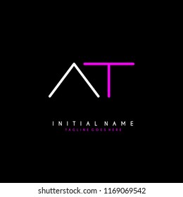 Initial A T minimalist modern logo identity vector