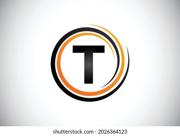 Initial T monogram alphabet in the spiral. Swirl spiral infinity logo design. Font emblem.  Modern vector logo for the business, and company identity