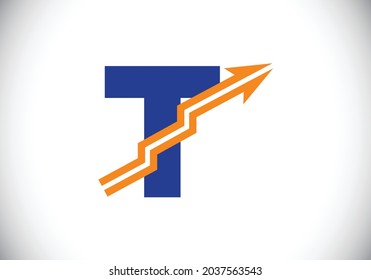 Initial T monogram alphabet symbol design incorporated with the arrow. Financial or success logo concept. Font emblem. Logo for business and company identity